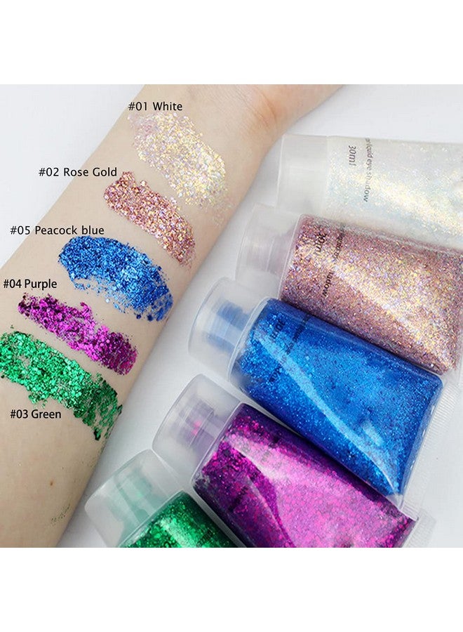30Ml Sequins Chunky Glitter Liquid Eyeshadow Glitter Body Gel Festival Glitter Cosmetic Face Hair Nails Makeup Long Lasting Sparkling Easy To Apply Easy To Remove ( 05 Peacock Blue)