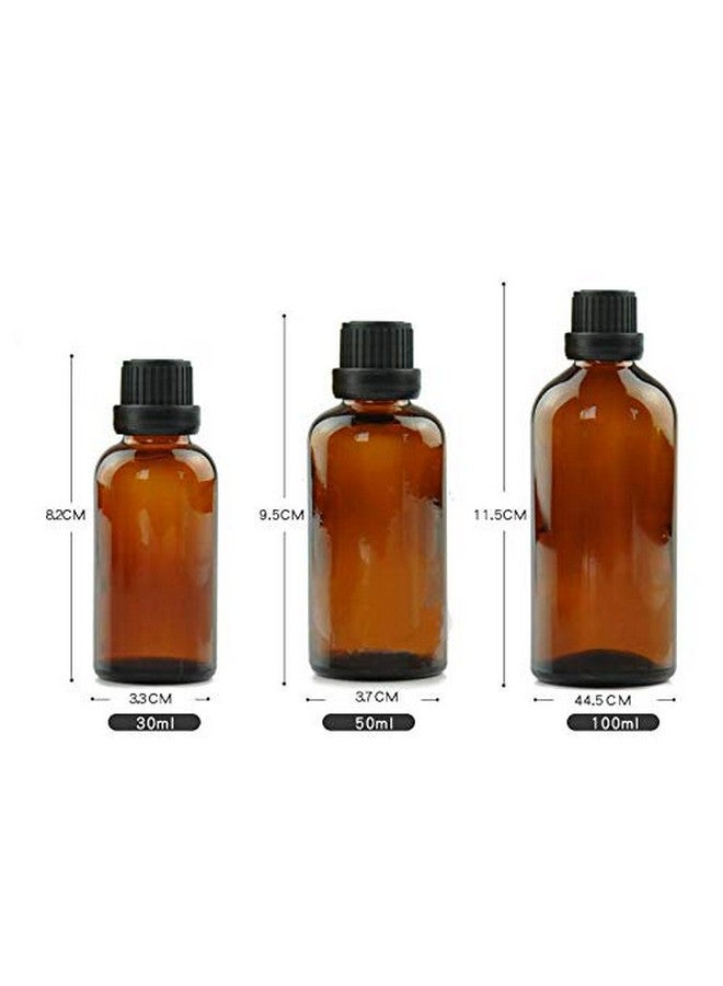 3Pcs Empty Amber Glass Essential Oil Bottles With Orifice Reducer And Black Cap Chemistry Lab Chemicals Cosmetic Colognes Perfume Aromatherapy Jars Sample Trial Packing Mini Travel Set(50Ml 1.7Oz)