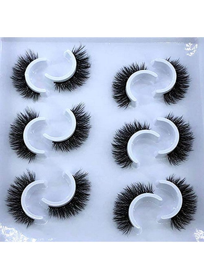 6 Pairs Fluffy False Eyelashes Natural Faux Mink Strip 3D Lashes Pack (Mdf 10)