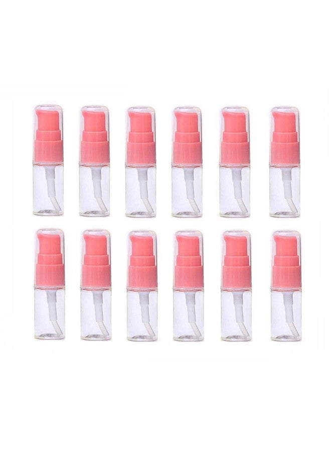 10Ml 0.3 Ounce Clear Plastic Lotion Pump Bottle With Pink Press Pump Head Empty Cosmetic Sample Container For Emulsion Face Cream Shampoo Gelpack Of 12