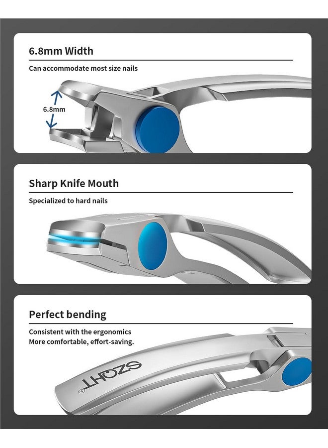 Nail Clippers For Thick Nails Toenail Clippers For Ingrown Nails Fingernail Clipper Toe Nails Cutter Curved Handle Good Looking Silver