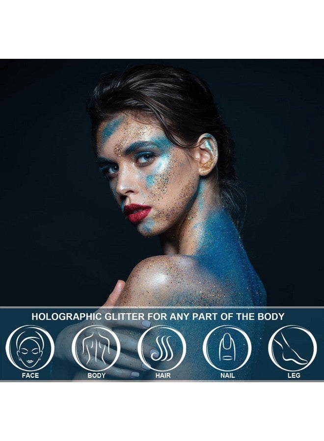 Holographic Face Glitter Gel Body Shimmer Makeup For For Hair Face Clavicle Arm Nail Eyeshadow Long Lasting Waterproof Mermaid Sequins Party Glitter For Rave Festival 1.35Oz (Laser White 9)