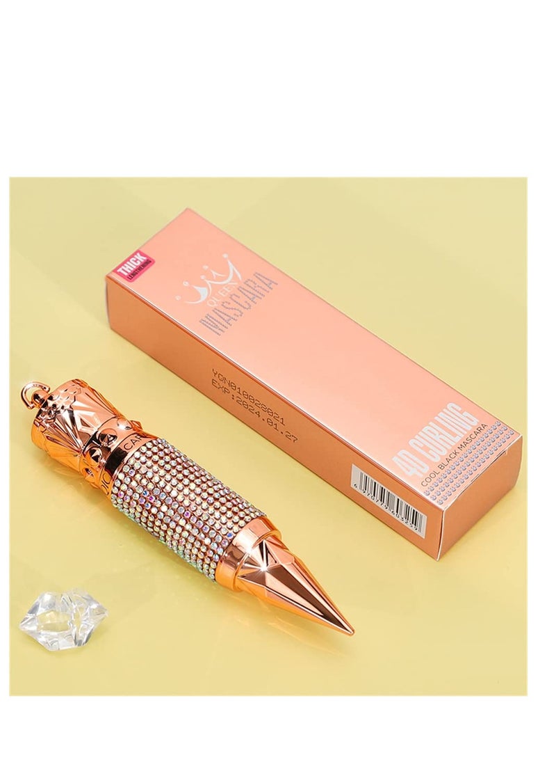 Eyelash Mascara Waterproof & Long Lasting, 4D silk Fiber Lash Mascara Volume and Length Eye Makeup Sparkling Diamond Mascara