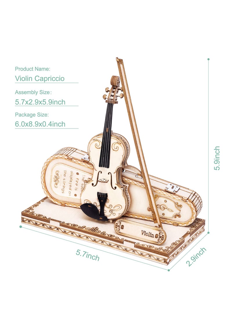 3D Wooden Puzzle Wooden Craft Kits for Kids DIY Model Violin Kit to Build for Girls Adorable Gifts for Teens & Adults