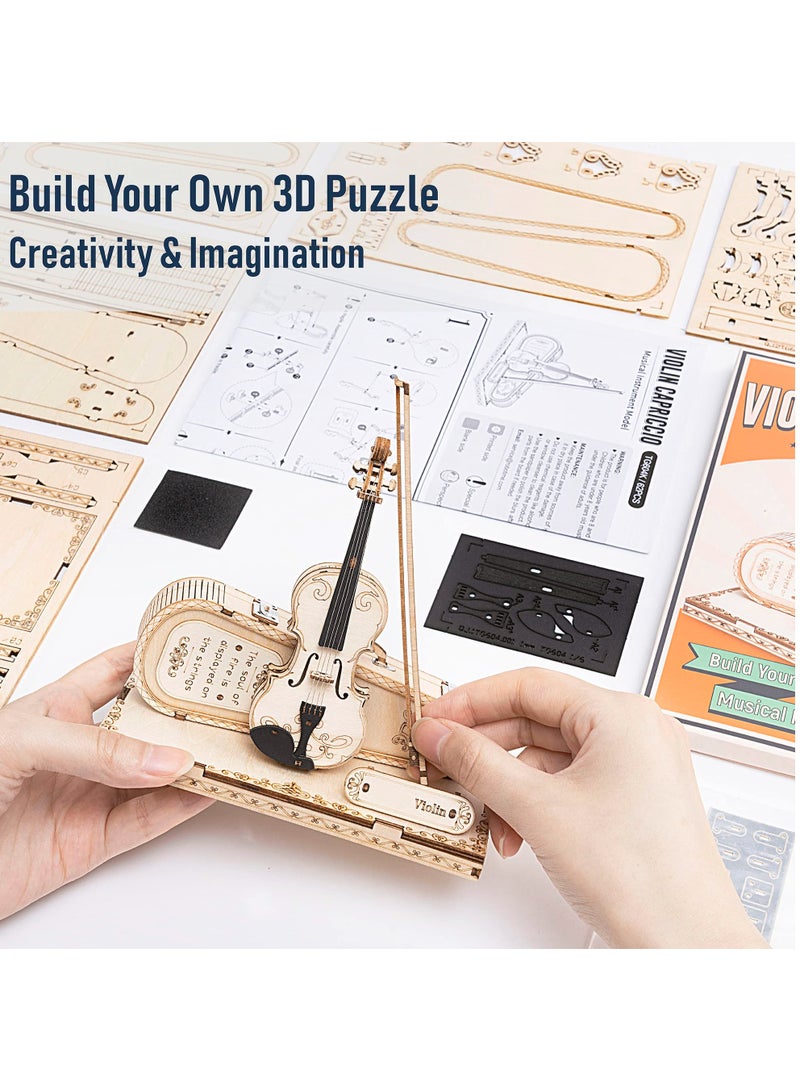 3D Wooden Puzzle Wooden Craft Kits for Kids DIY Model Violin Kit to Build for Girls Adorable Gifts for Teens & Adults