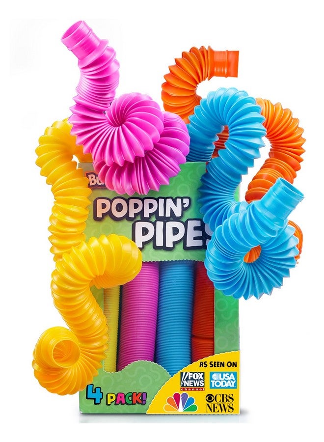 Pop Tubes Large 4Pk Hours Of Fun For Kids Imaginative Play & Stimulating Creative Learning Toddler Sensory Toys Tons Of Ways To Play Connect Stretch Twist & Pop