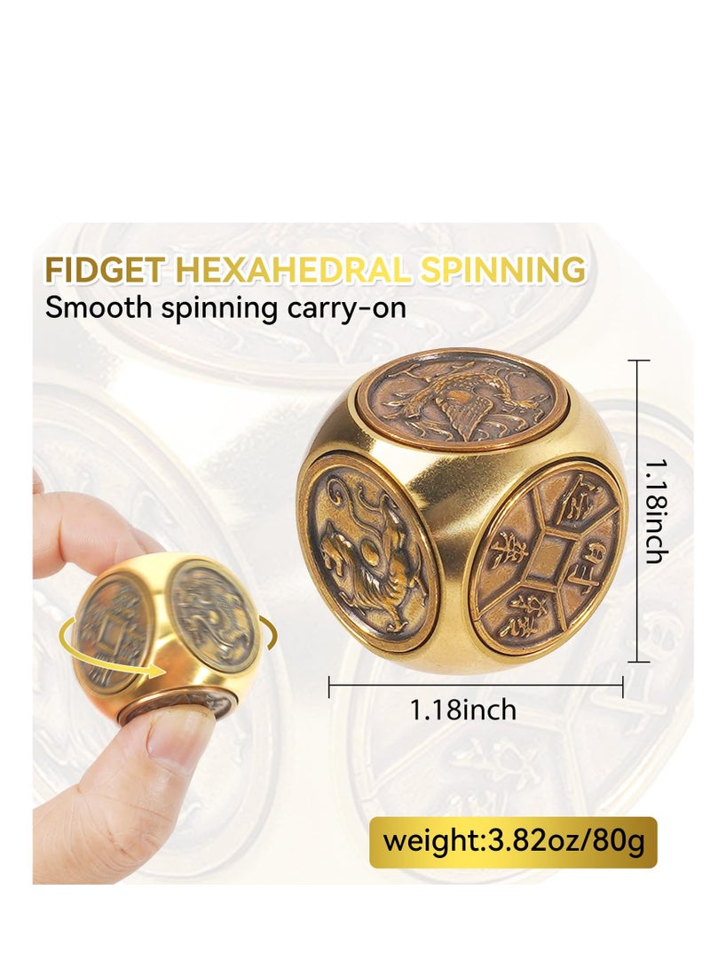 Handheld Metal Fidget Toy for Adults, Stress and Anxiety Relief Fidget Toy，Anti-Anxiety Finger Sensory Toys,Fidget Toy for Adult ADHD Autism-Hexahedral Spinning（Small）