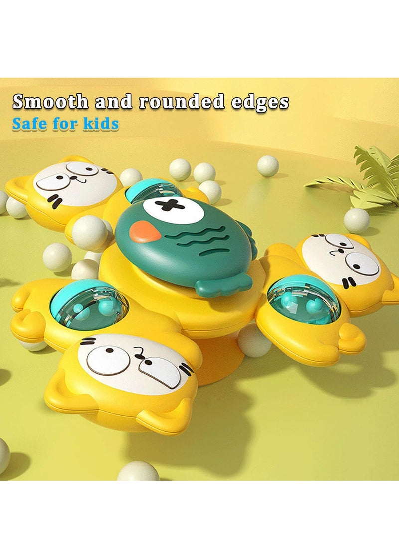 Suction Cup Rotate Toy for Baby Infants 12-18 Months Boys and Girls, Bath Toys, First Birthday Gifts Sensory Fidget Toys for Toddlers 1-3 Bathtub Toys 3PCS