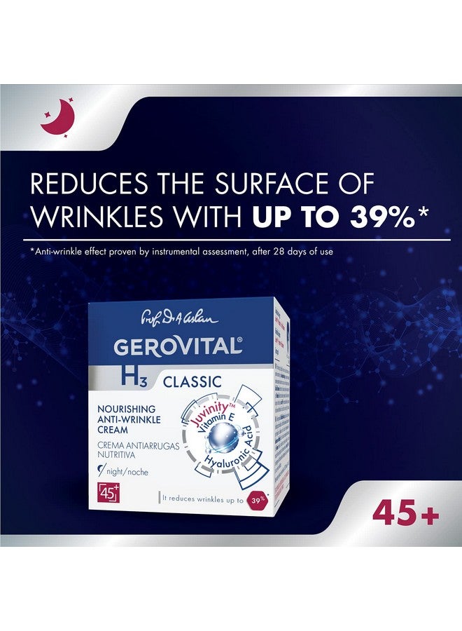 H3 Classic Nourishing Anti Wrinkle Night Cream With Juvinity™ + Vitamin E + Hyaluronic Acid 45+ (50 Ml)