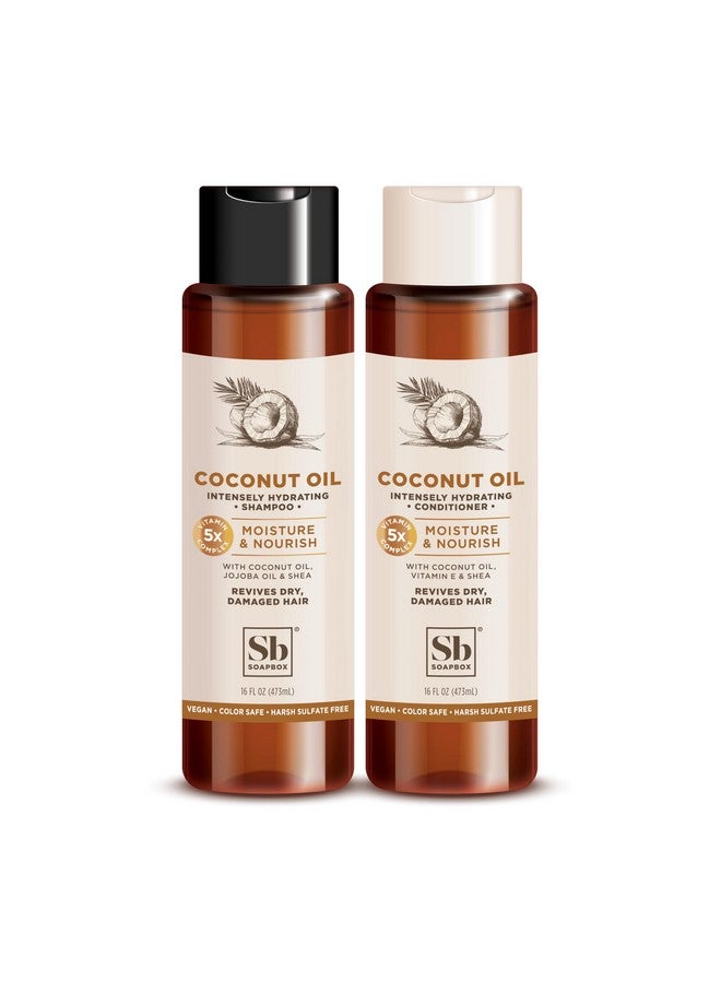 Shampoo And Conditioner Set With Coconut Oil Jojoba Oil Aloe And Shea Butter To Moisturize And Nourish For All Hair Types 16 Ounces Each (Pack Of 2)