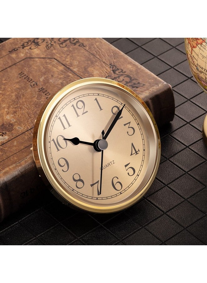 3 1 2 Inch (90 Mm) Quartz Clock Fit Up Insert With Arabic Numeral (Gold)