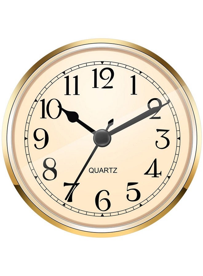 3 1 2 Inch (90 Mm) Quartz Clock Fit Up Insert With Arabic Numeral (Gold)