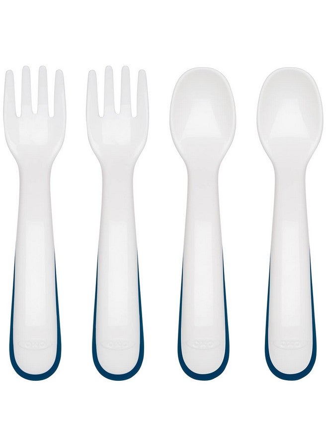 Tot Plastic Fork & Spoon Multipack Navy 4 Piece Set