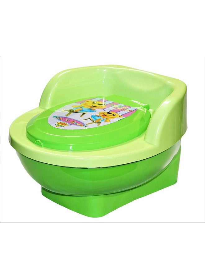 Baby Toilet Training Potty Seat With Upper Closing Lid And Removable Bowl (Green)