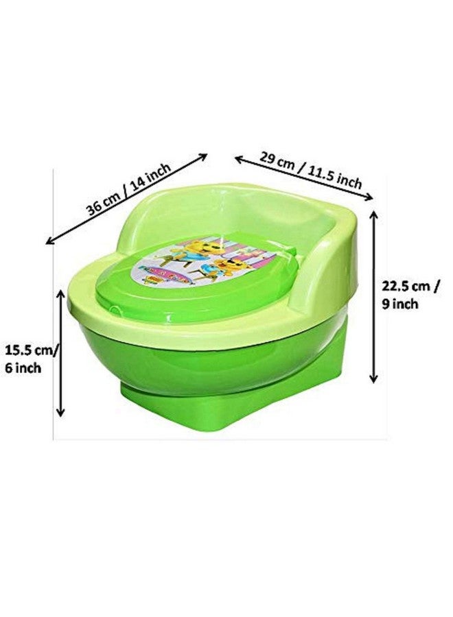 Baby Toilet Training Potty Seat With Upper Closing Lid And Removable Bowl (Green)