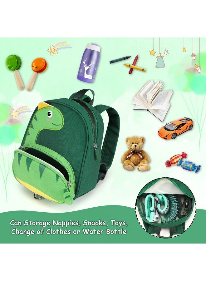 Toddler Harness Backpack With Leash Cute Dinosaur Kid Backpacks With Anti Lost Wrist Link Child Harnesses Leashes For Walking Mini Toddler Back Pack Rope Tether For Baby Boys Girls (Green)