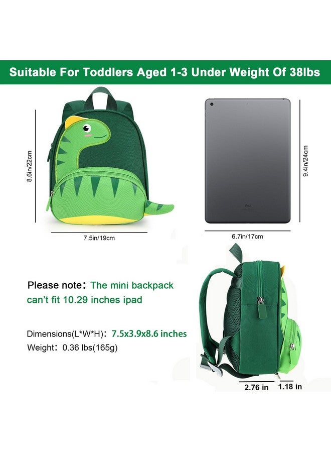 Toddler Harness Backpack With Leash Cute Dinosaur Kid Backpacks With Anti Lost Wrist Link Child Harnesses Leashes For Walking Mini Toddler Back Pack Rope Tether For Baby Boys Girls (Green)