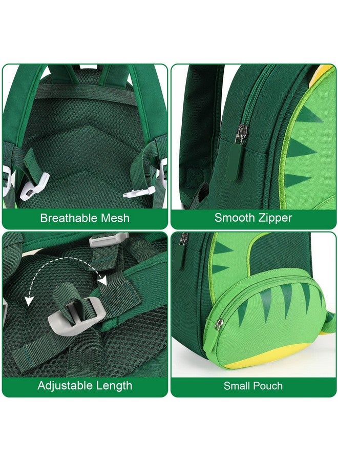 Toddler Harness Backpack With Leash Cute Dinosaur Kid Backpacks With Anti Lost Wrist Link Child Harnesses Leashes For Walking Mini Toddler Back Pack Rope Tether For Baby Boys Girls (Green)