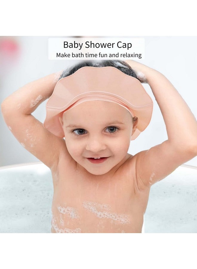 Baby Kids Shower Cap Shower Cap For Kids Shampoo Bath Bathing Hat Silicone Adjustable Washing Hair Shower Bathing Protection Bath Cap For Toddler Baby Kids Children (Pink)