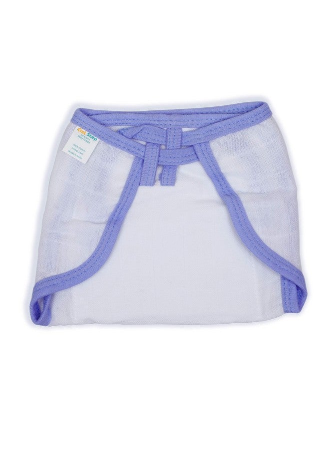 Washable And 100% Cotton Nappies (White & Blue New Born)