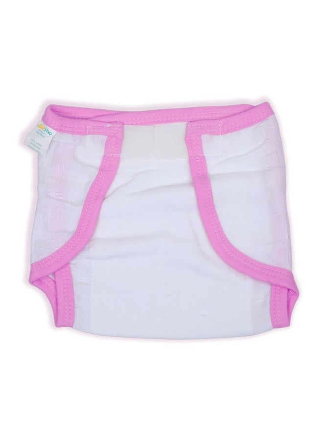 Washable And 100% Cotton Nappies (White & Pink Medium)