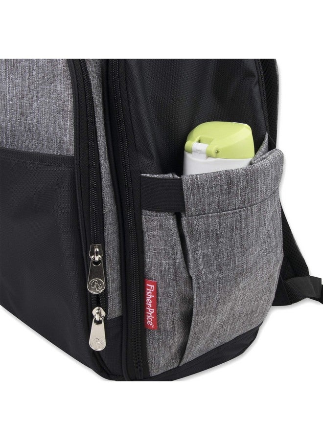 Large Grey Diaper Bag Backpack With Changing Pad And Stroller Straps (Grey Kaden)