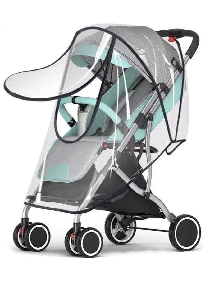 Universal Baby Stroller Windproof Cover for Pram Pushchair Buggy Clear Rain Water Dust Snow Protection Jogging Travel Toddlers Canopy Weather Shield Strollers Easy to Install Remove