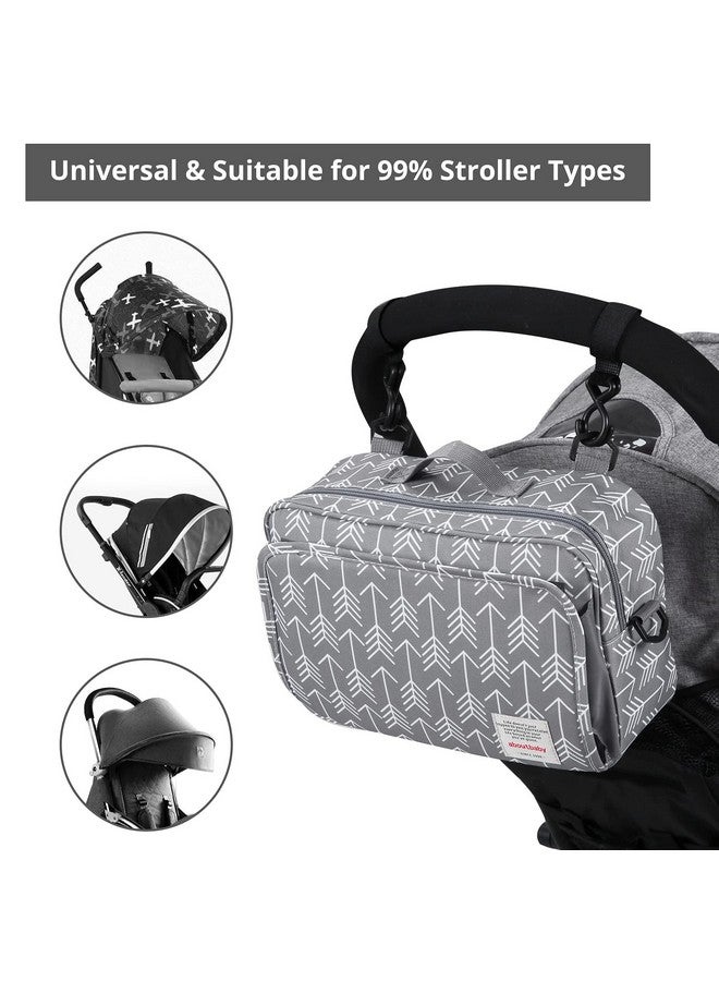 Universal Stroller Caddy Accessories All In One Baby Organizer With Insulated Pocket Capacity For Diapers Toys & Snacks Dark Gray