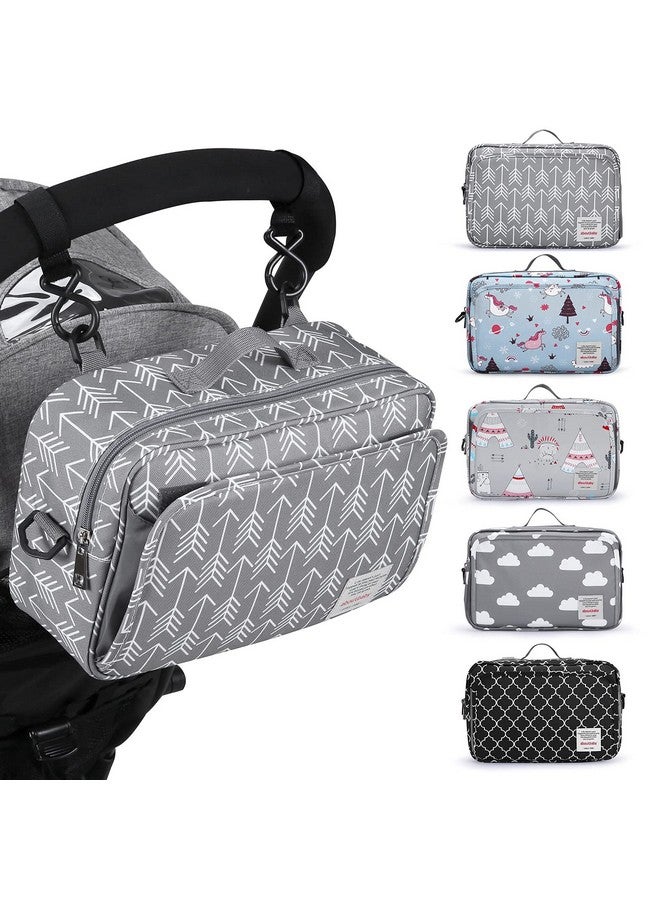 Universal Stroller Caddy Accessories All In One Baby Organizer With Insulated Pocket Capacity For Diapers Toys & Snacks Dark Gray