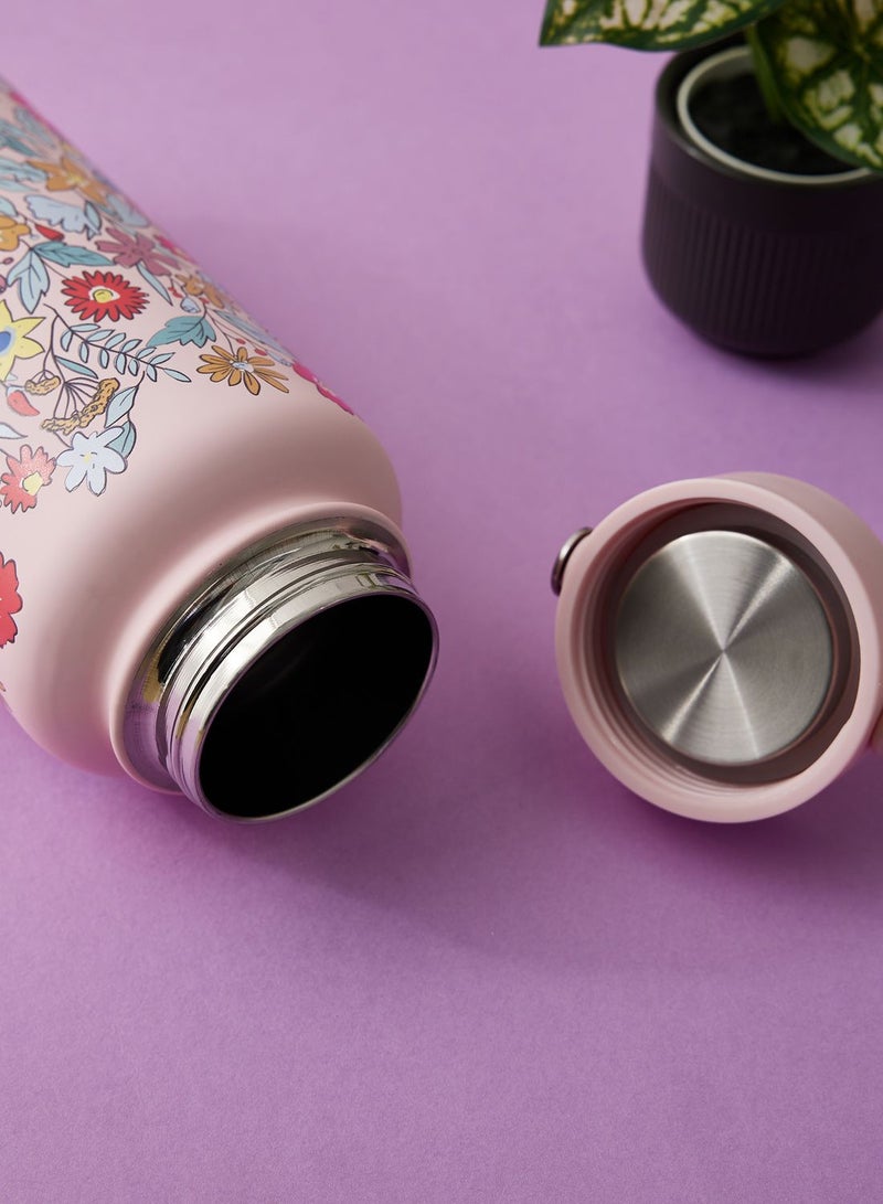 1L Pink Floral Stainless Steel Thermos Bottle
