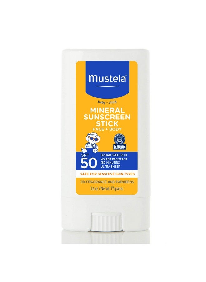Baby Mineral Sunscreen Stick Spf 50 Broad Spectrum Face & Body Sun Stick With 70% Organic Ingredients Ultra Sheer Water Resistant & Fragrance Free 0.6 Oz (Pack Of 1)