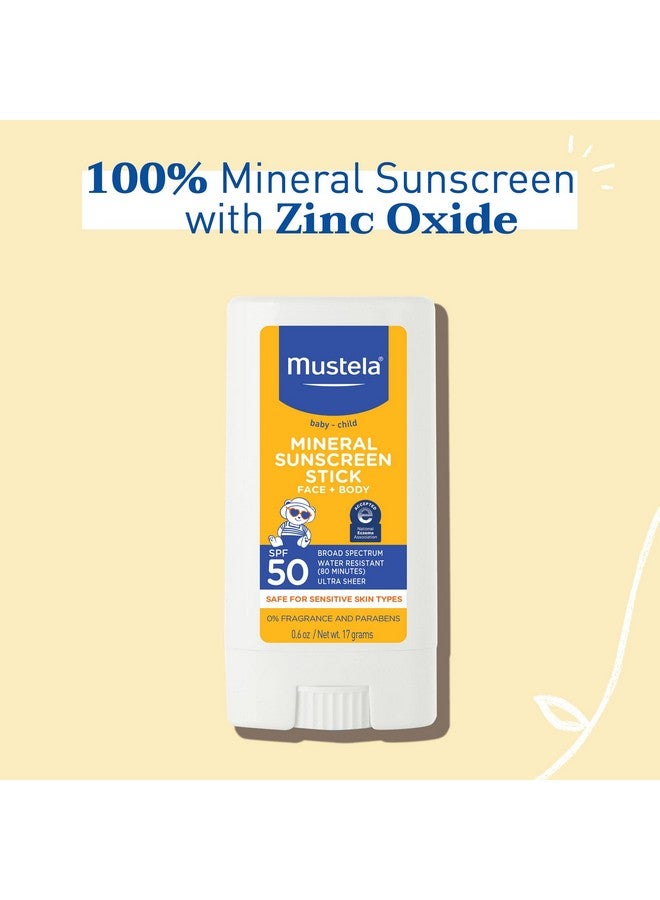 Baby Mineral Sunscreen Stick Spf 50 Broad Spectrum Face & Body Sun Stick With 70% Organic Ingredients Ultra Sheer Water Resistant & Fragrance Free 0.6 Oz (Pack Of 1)