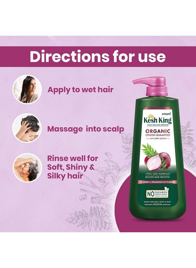 Organic Onion Shampoo With Curry Leaves Reduces Hair Fall Upto 98% Boosts Hair Growth&Keeps Hair Smooth Upto 48Hrsrepairs Dry&Damaged Hairmakes Hair Silky&Bouncy 600Ml 625 Grams