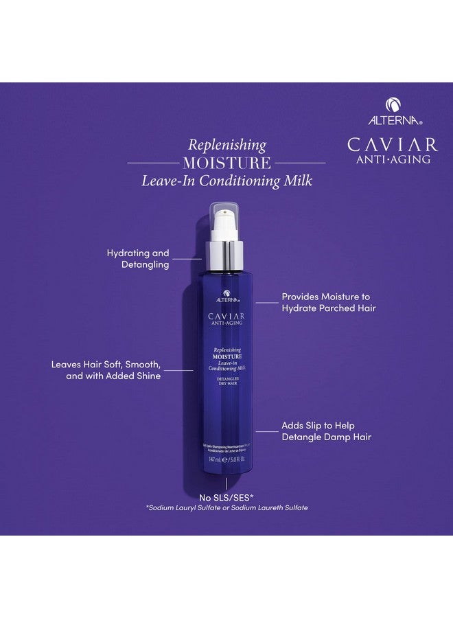 Alterna Caviar Antiaging Replenishing Leavein Conditioning Milk 5 Ounce ; Detangles Dry Hair ; Sulfate Free Paraben Free