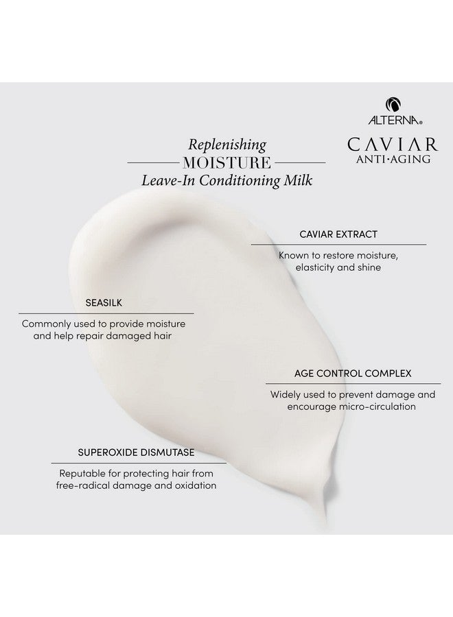 Alterna Caviar Antiaging Replenishing Leavein Conditioning Milk 5 Ounce ; Detangles Dry Hair ; Sulfate Free Paraben Free