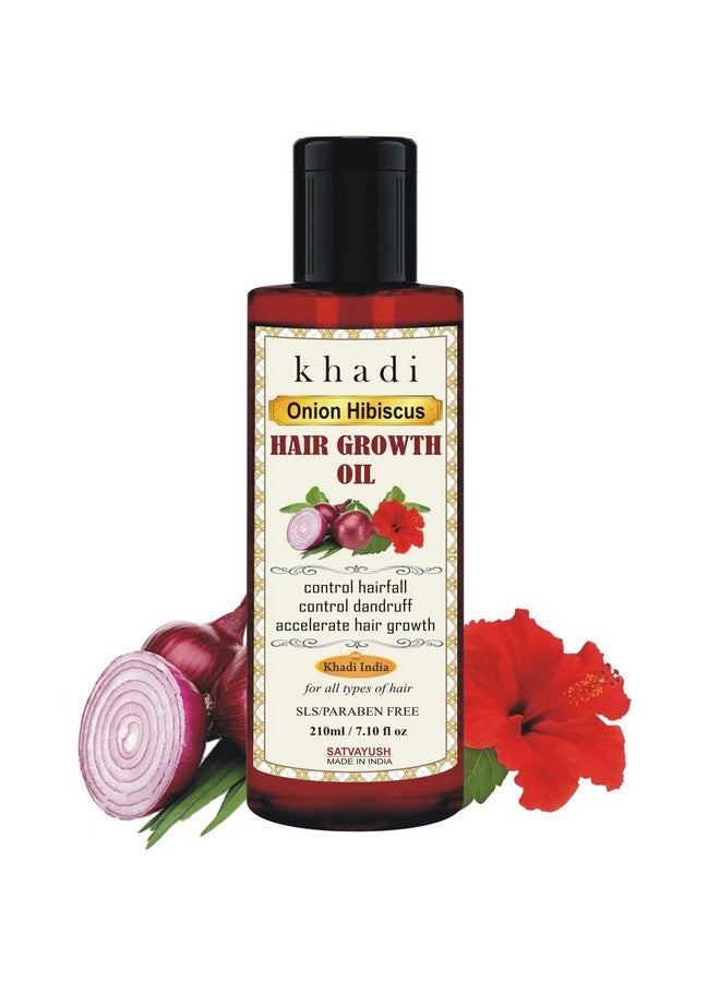 Khadi Onion Hibiscus Hair Oil Hair Growth Hairfall Control Ayurvedic Natural & Herbal 4X More Effective For All Hair Types (Male & Female) 210 Ml