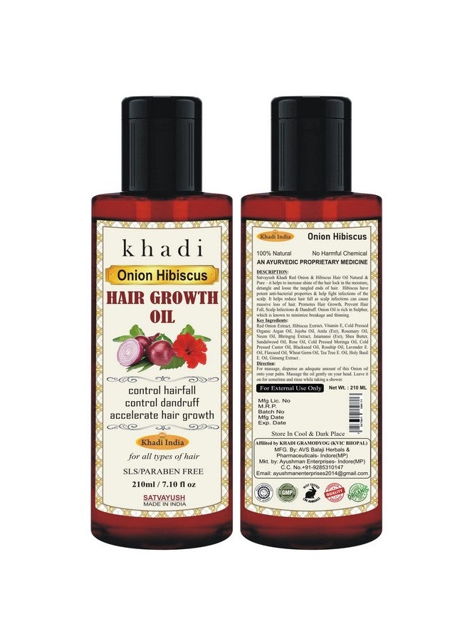 Khadi Onion Hibiscus Hair Oil Hair Growth Hairfall Control Ayurvedic Natural & Herbal 4X More Effective For All Hair Types (Male & Female) 210 Ml