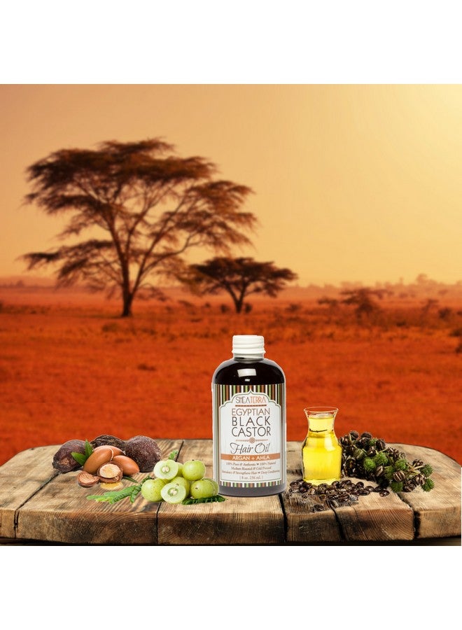 100 Percent Pure Egyptian Black Castor Extra Virgin Oil Argan And Amla All Natural Strengthening And Conditioning Hair Oil For Healthy Hair Growth And Scalp 8 Oz