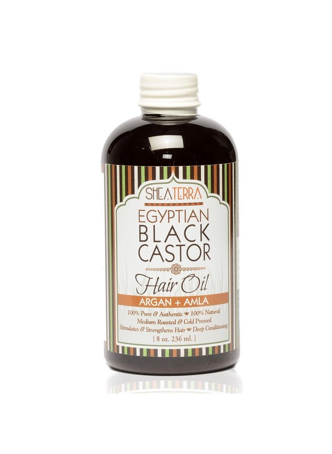 100 Percent Pure Egyptian Black Castor Extra Virgin Oil Argan And Amla All Natural Strengthening And Conditioning Hair Oil For Healthy Hair Growth And Scalp 8 Oz