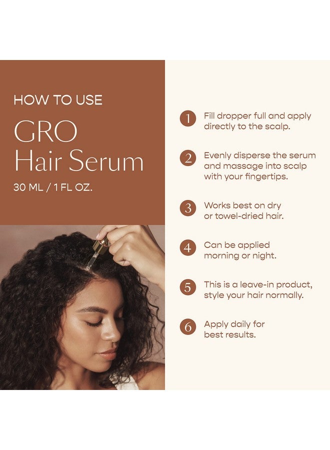 Gro Hair Serum Get Thicker Fuller Looking Hair In As Soon As 90 Days Doesn'T Make Hair Feel Oily Bergamot Scent 1 Fl. Oz.