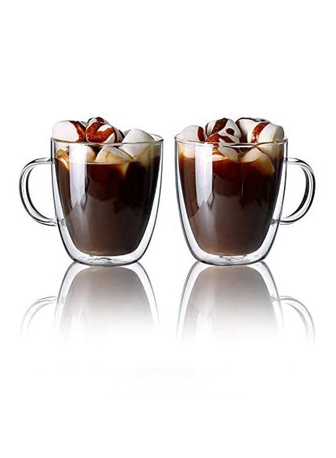 Large Glass Coffee Mugs 12 Oz Double Walled Insulated Espresso Mug With Handle Set Of 2