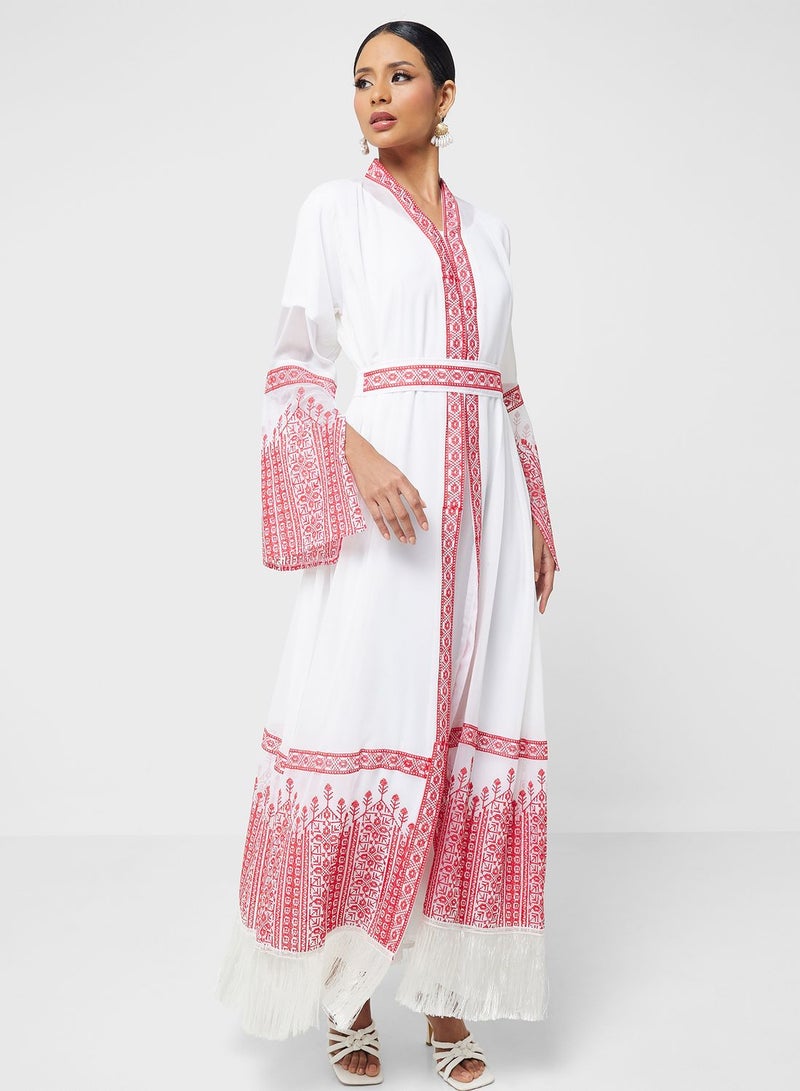 Embroidered Belted Abaya