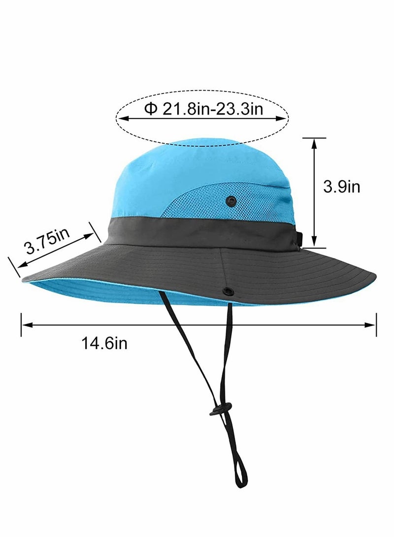 Women's Outdoor Ponytail Wide Brim Sun Hat, Foldable, Wide Mesh, UV Protection Beach Hat, Suitable For Beach Fishing And Hiking (3 PCS)