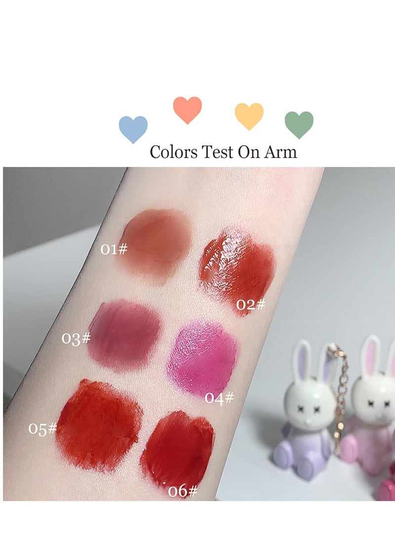 6pcs Lip Gloss Liquid Lipsticks Set, Bunny Rabbit Moisturizing Hydrating Glow Oil Shine Plumping Glass Waterproof Finish for Women Girls