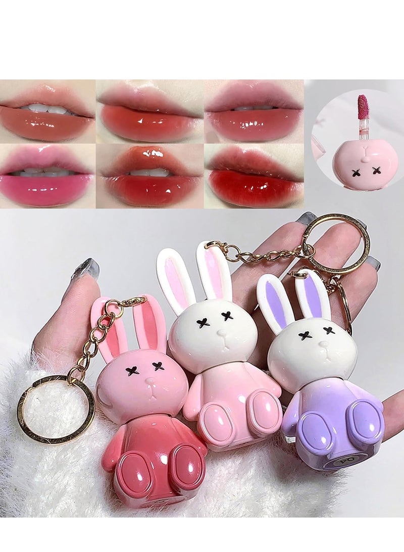 6pcs Lip Gloss Liquid Lipsticks Set, Bunny Rabbit Moisturizing Hydrating Glow Oil Shine Plumping Glass Waterproof Finish for Women Girls