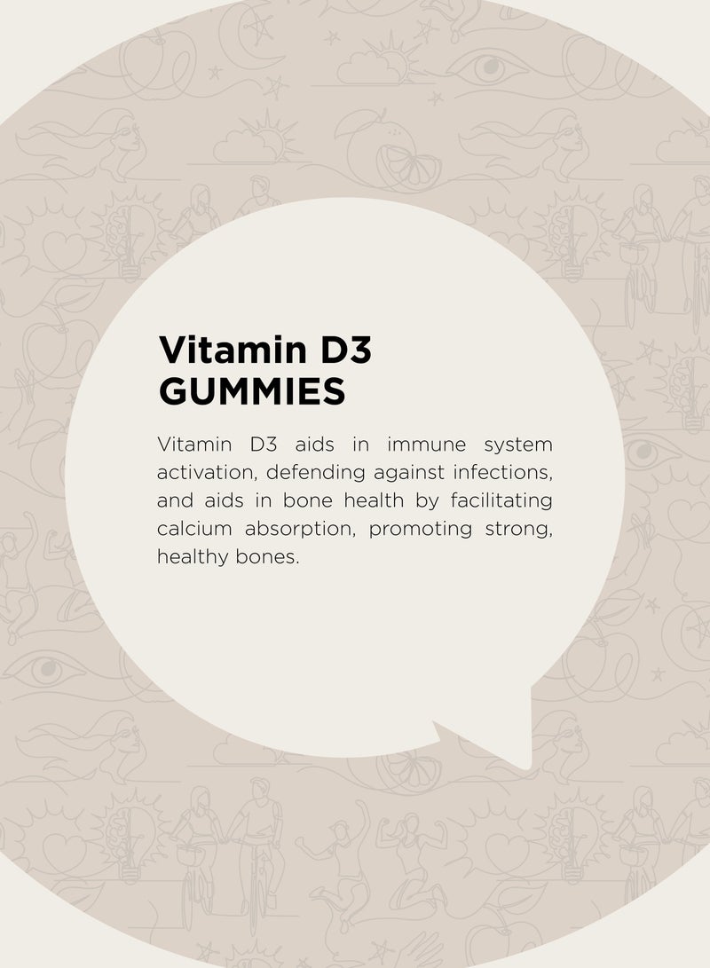 Vitamin D3 Gummies - Supplement For Healthy Immune System, Bones And Muscles Function - 90 Gummies