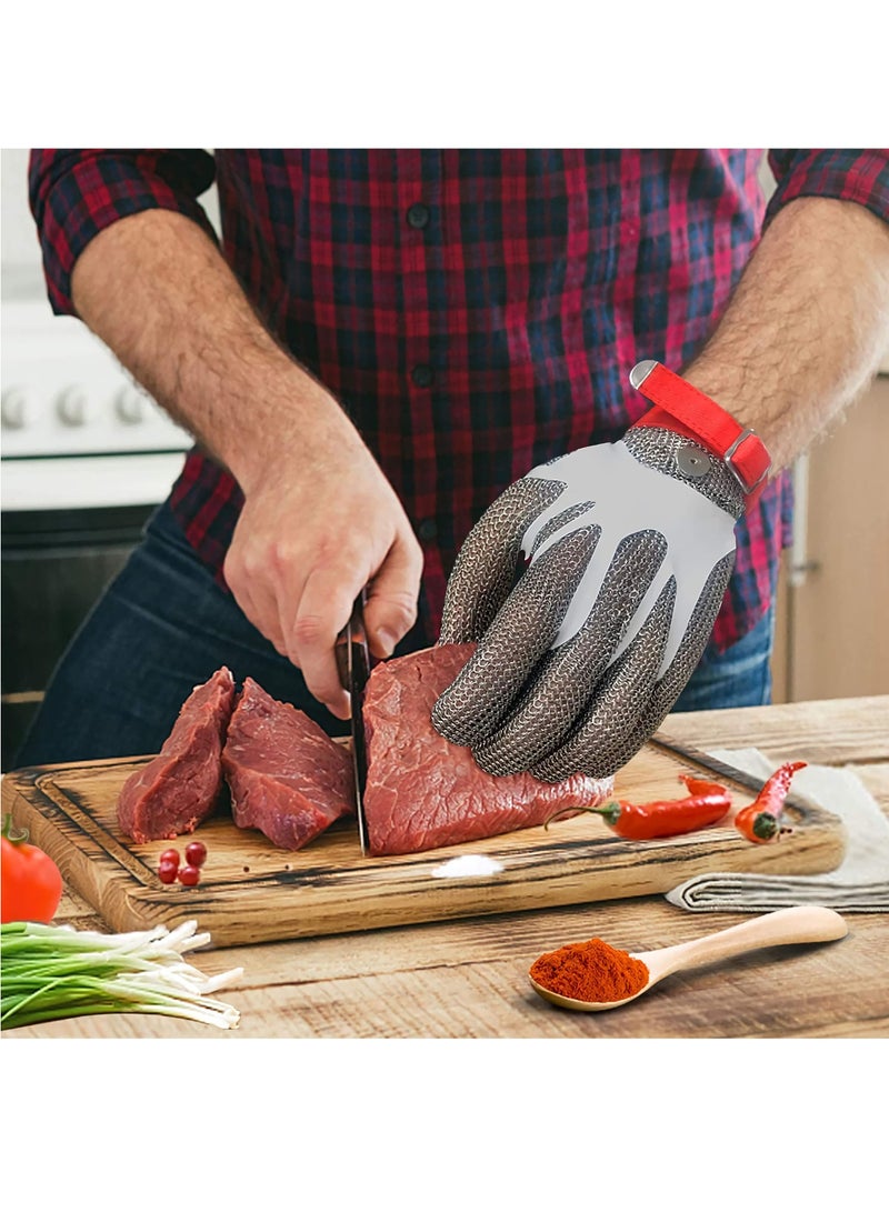 Cut Resistant Gloves Stainless Steel Wire Metal Mesh Butcher Safety Work Gloves for Cutting, Slicing Chopping and Peeling