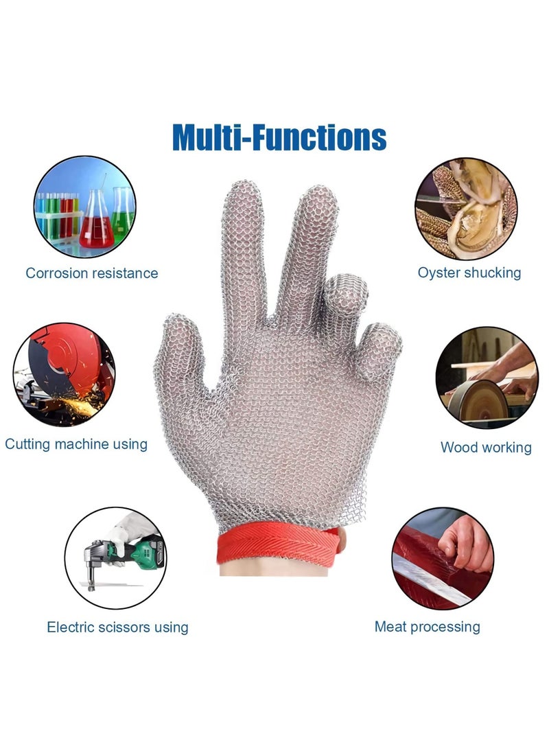 Cut Resistant Gloves Stainless Steel Wire Metal Mesh Butcher Safety Work Gloves for Cutting, Slicing Chopping and Peeling