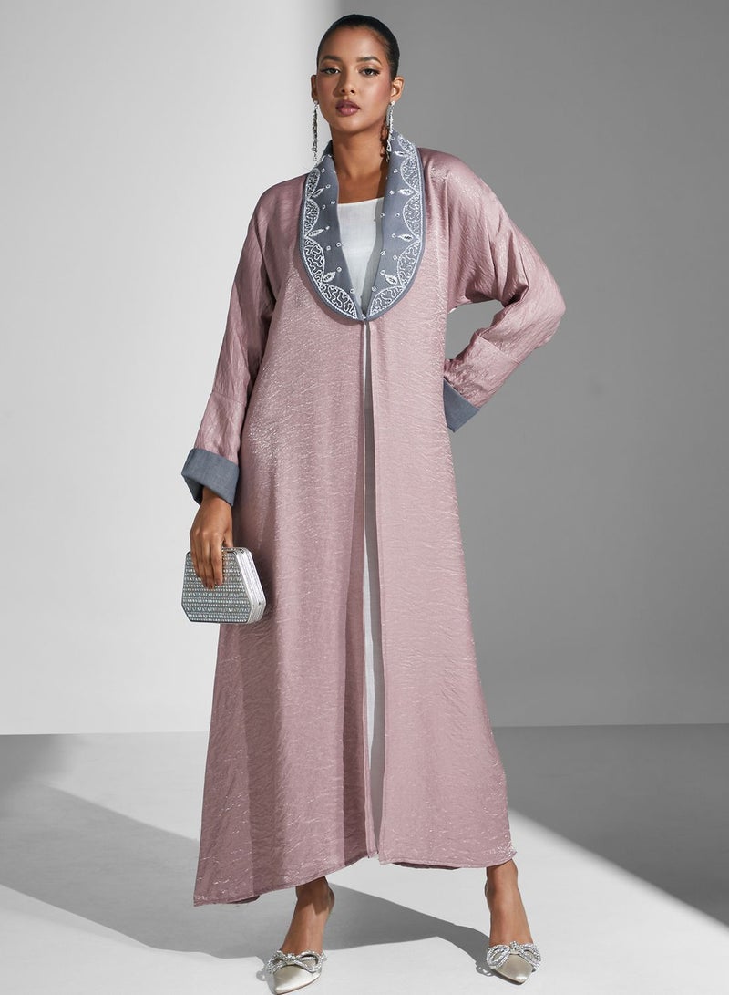 Flared Sleeve Lapel Detail Abaya