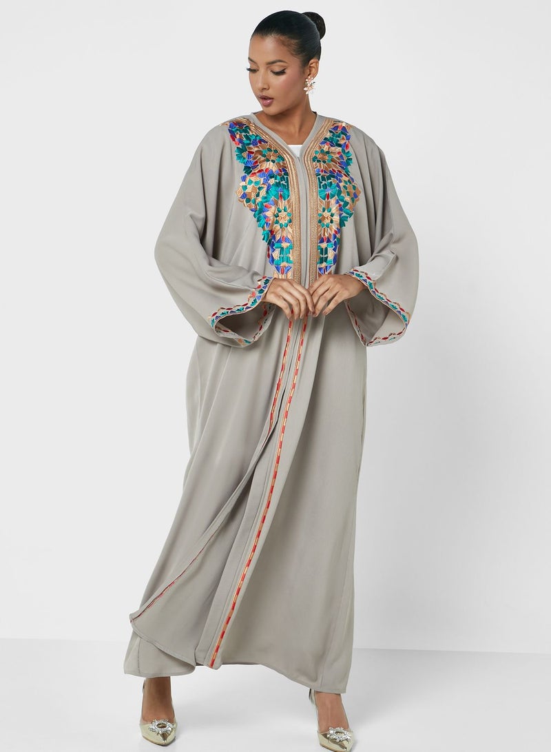 Embroidered Flared Sleeve Abaya